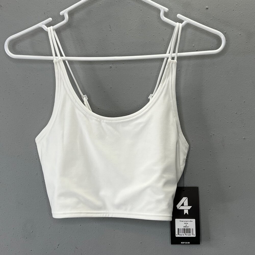 Four Laps Fourlaps Poise Longline Sports Bra size S White Adjustable Strap NWT